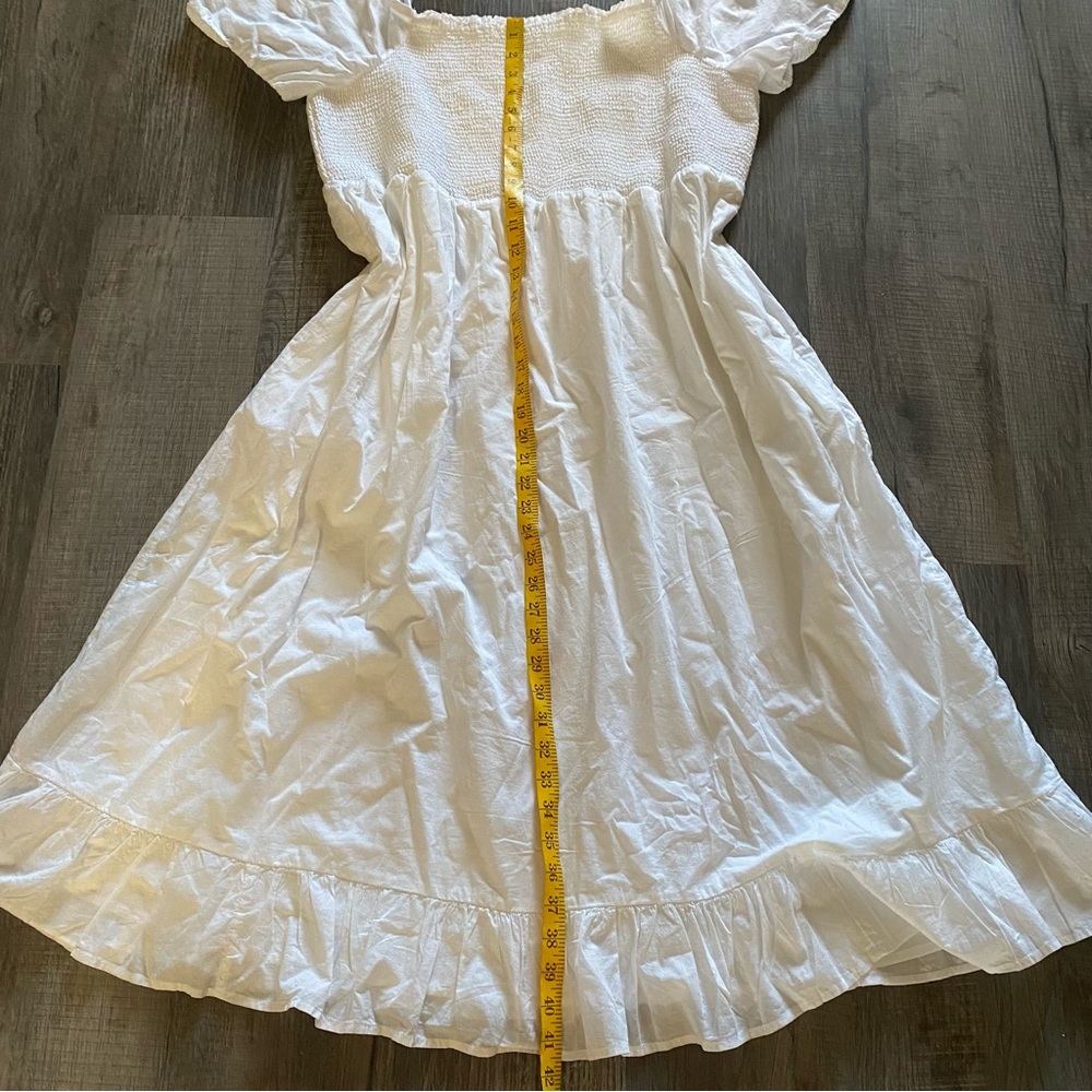 J.Crew Smocked Puff Sleeve Midi Dress Lined Cottagecore Ruffle Hem Size 2X - Picture 10 of 11